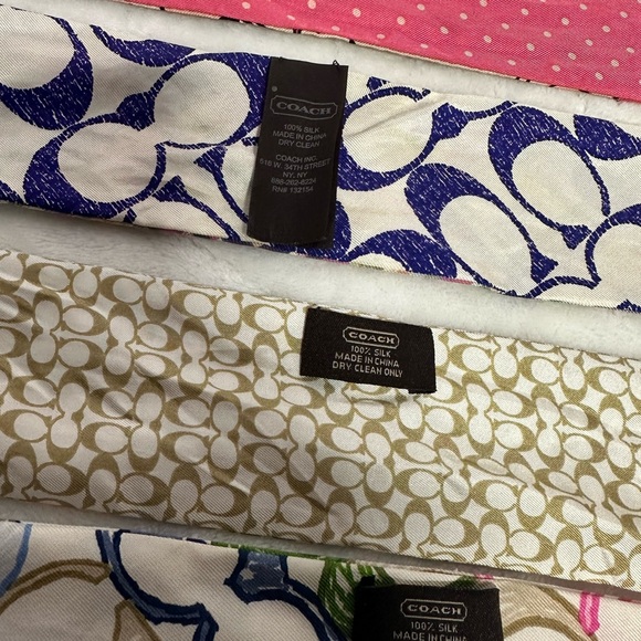 Coach Multicolor Signature Patterned Silk Purse Scarves 100% Silk - Picture 6 of 12